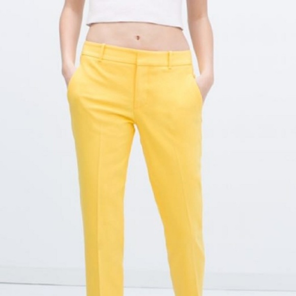 zara yellow trousers